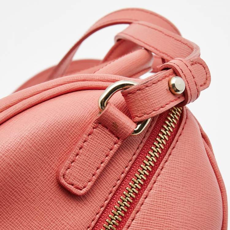 Pre Owned Furla Coral Orange Leather Alissa Satchel