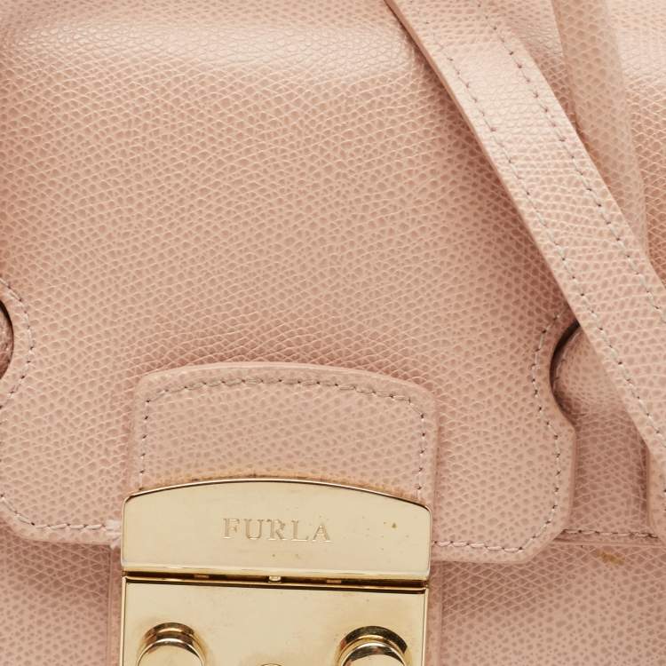 Pre Owned Furla Pink Leather Small Metropolis Tote