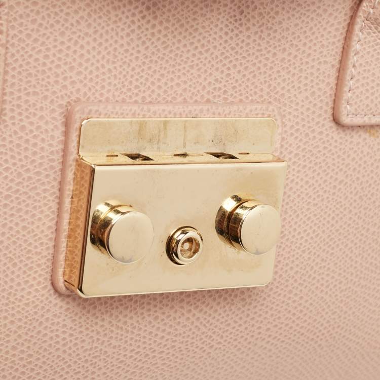 Pre Owned Furla Pink Leather Small Metropolis Tote
