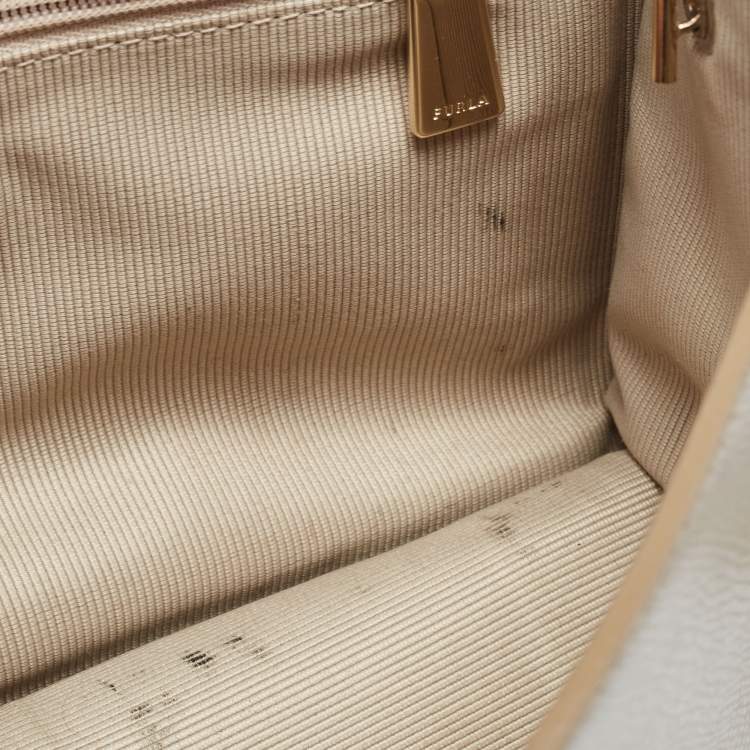 Pre Owned Furla Light Gold Leather Metropolis Shoulder Bag