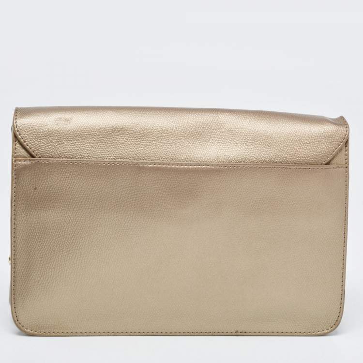 Pre Owned Furla Light Gold Leather Metropolis Shoulder Bag
