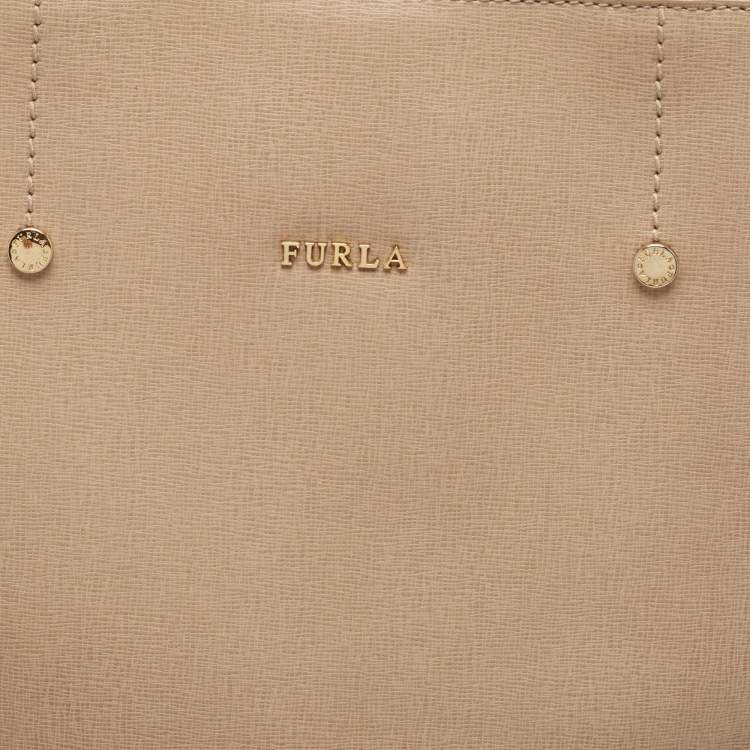 Pre Owned Furla Beige Leather Melissa Shopping Tote