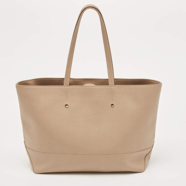 Pre Owned Furla Beige Leather Melissa Shopping Tote