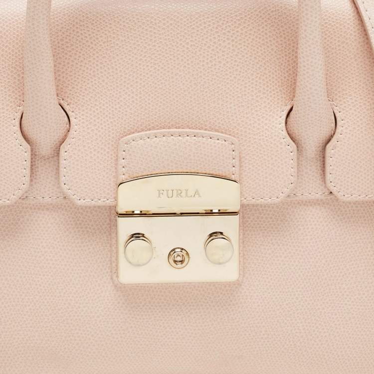 Pre Owned Furla Light Pink Leather Small Metropolis Tote
