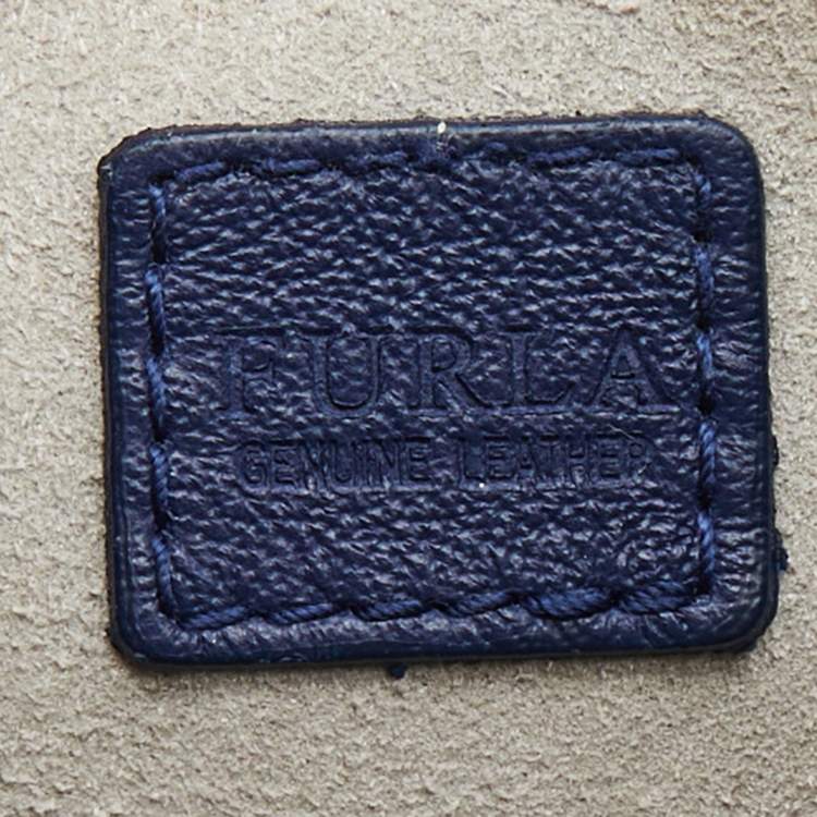 Pre Owned Furla Blue Leather Mini Stacy Drawstring Bucket Bag