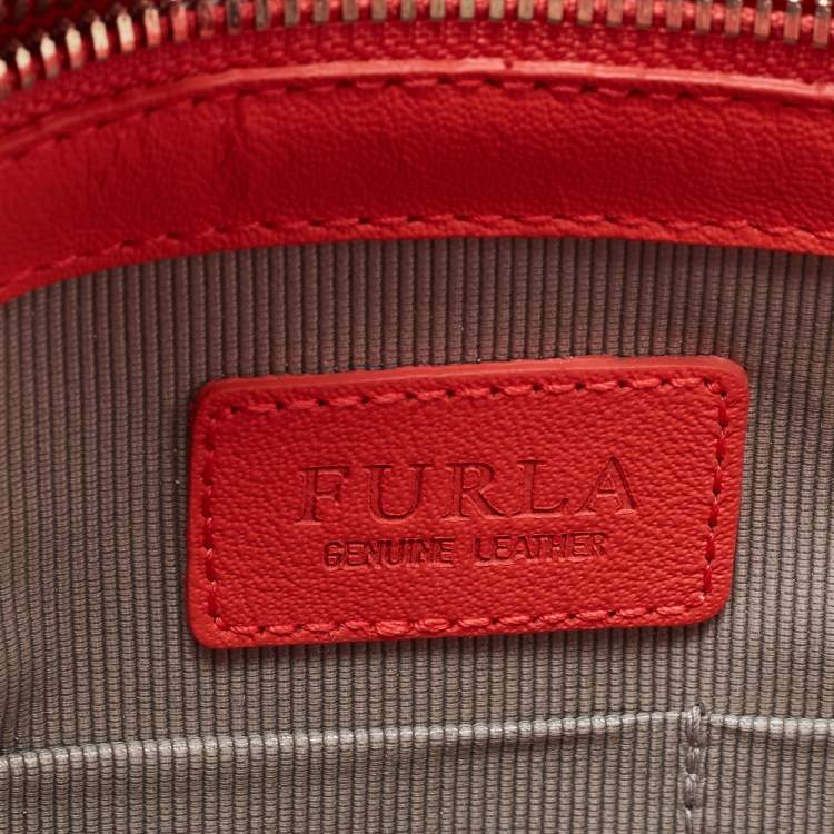 Pre Owned Furla Orange Leather Tote
