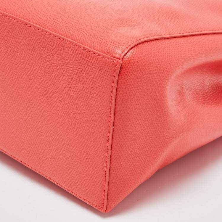 Pre Owned Furla Orange Leather Tote