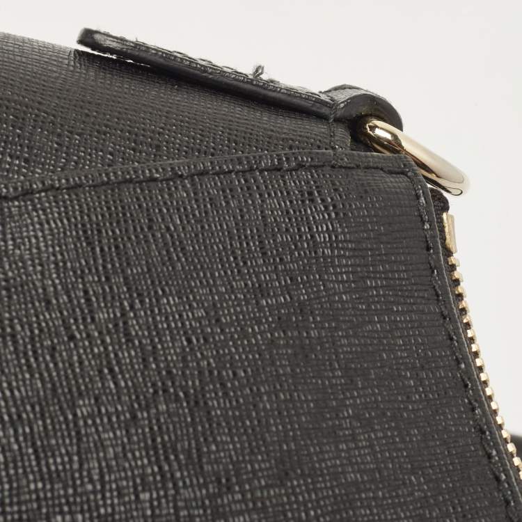 Pre Owned Furla Black Leather Top Zip Tote