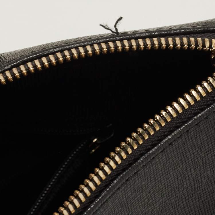 Pre Owned Furla Black Leather Top Zip Tote