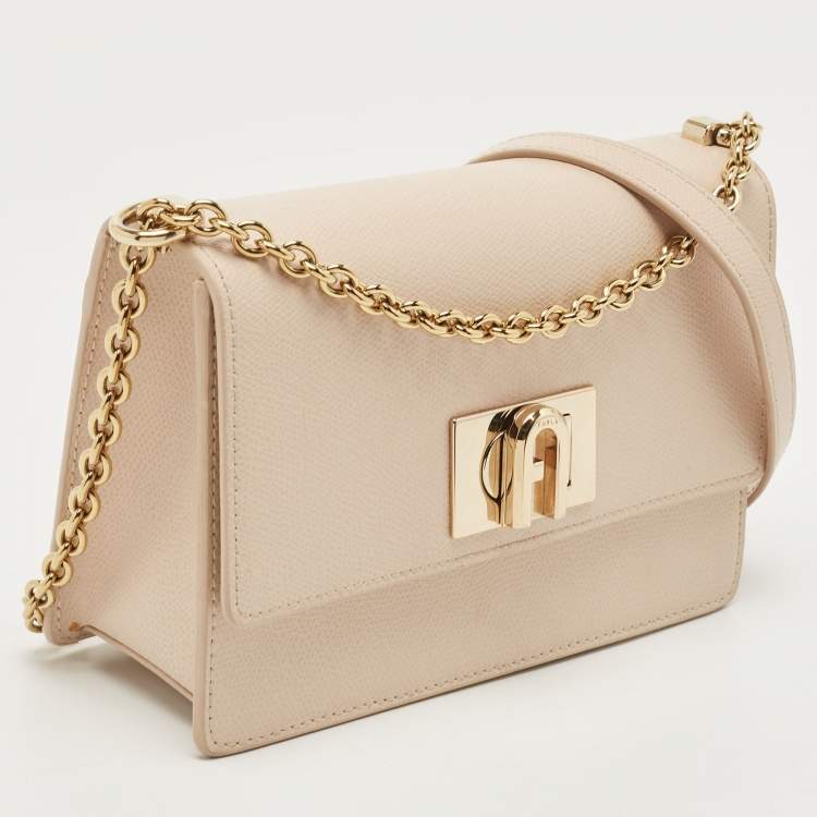 Pre Owned Furla Beige Leather Metropolis Shoulder Bag