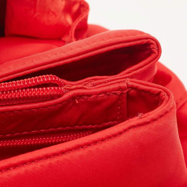 Pre Owned Furla Red Gloss Leather And Fabric Shoulder Bag