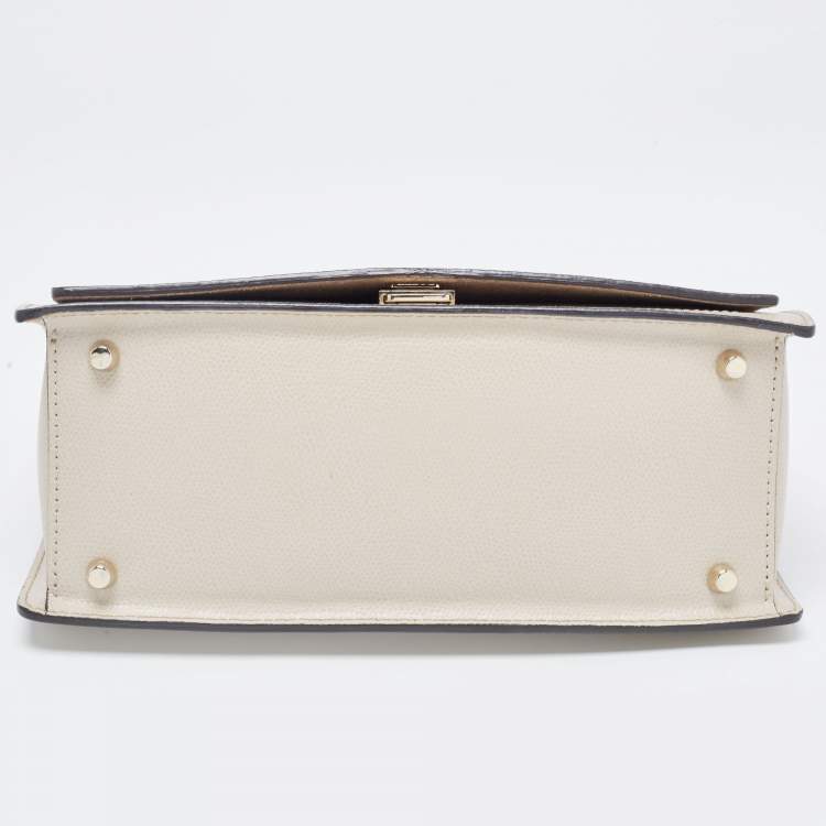 Pre Owned Furla Beige Leather Like Top Handle Bag