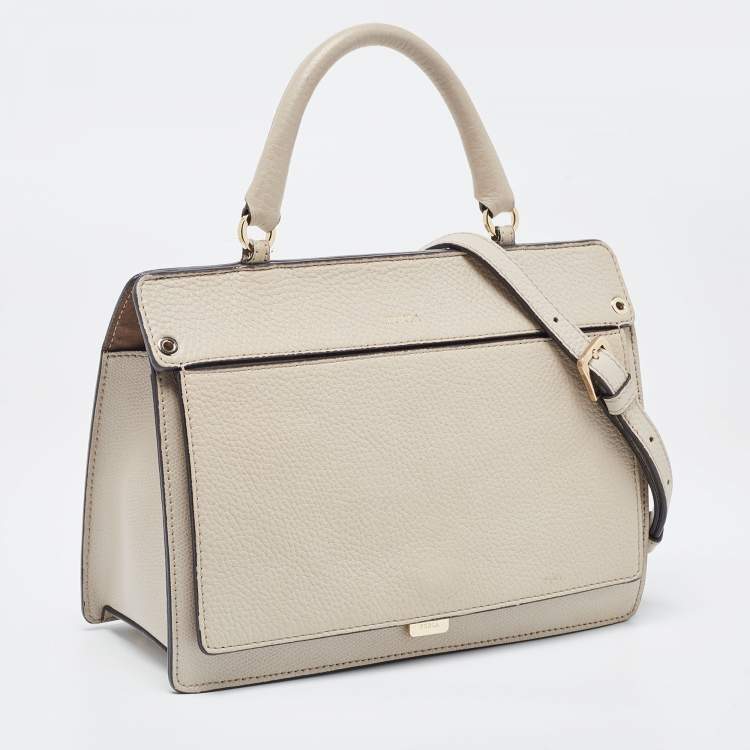 Pre Owned Furla Beige Leather Like Top Handle Bag