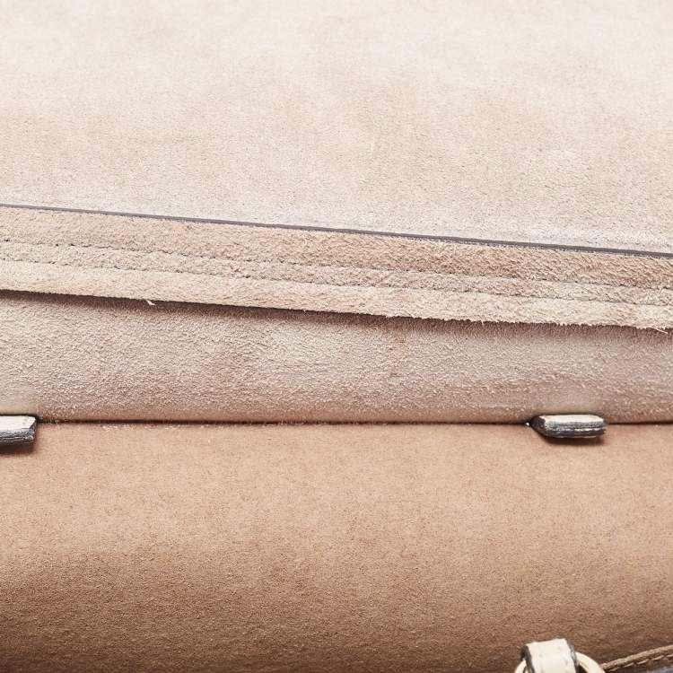 Pre Owned Furla Beige Leather Like Top Handle Bag