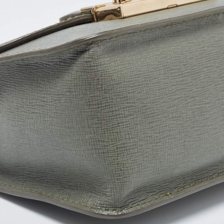 Pre Owned Furla Green Leather Mini Metropolis Crossbody Bag