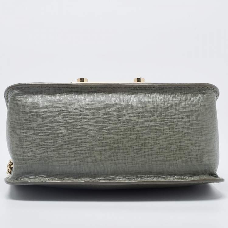 Pre Owned Furla Green Leather Mini Metropolis Crossbody Bag
