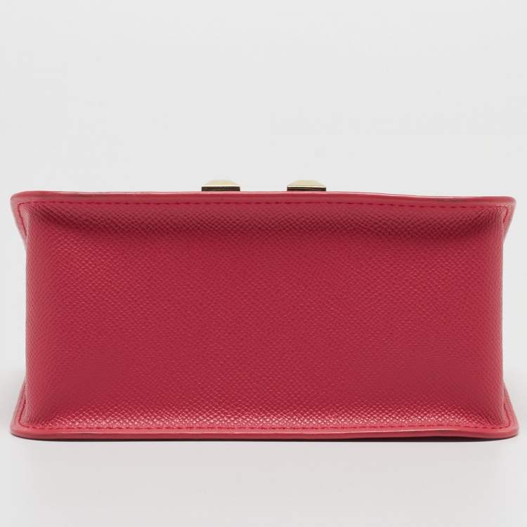 Pre Owned Furla Fuchsia Leather Mini Metropolis Crossbody Bag