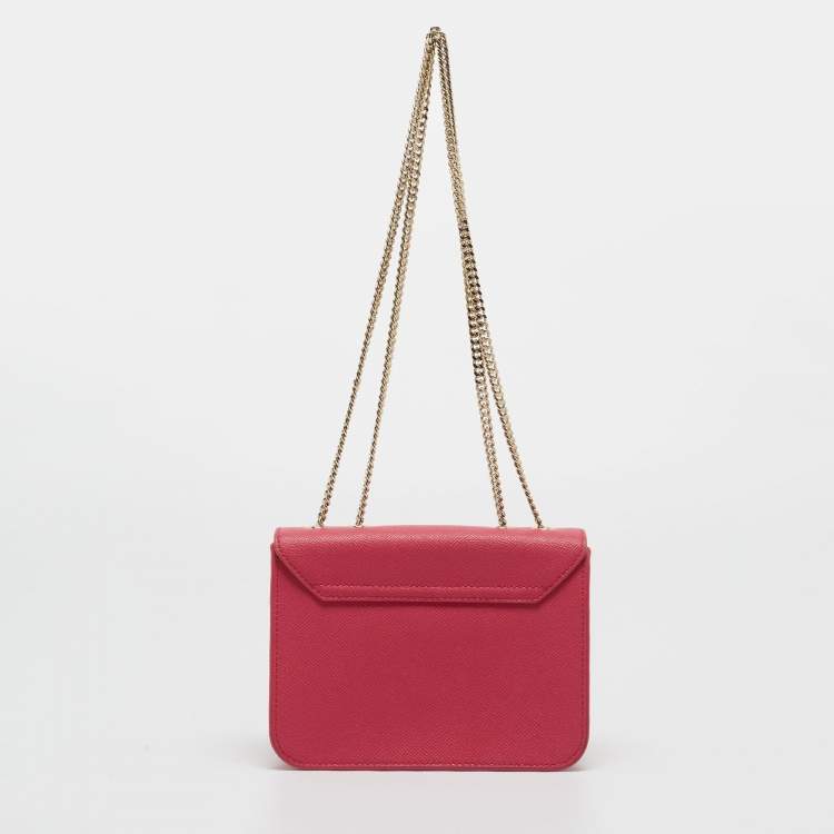 Pre Owned Furla Fuchsia Leather Mini Metropolis Crossbody Bag