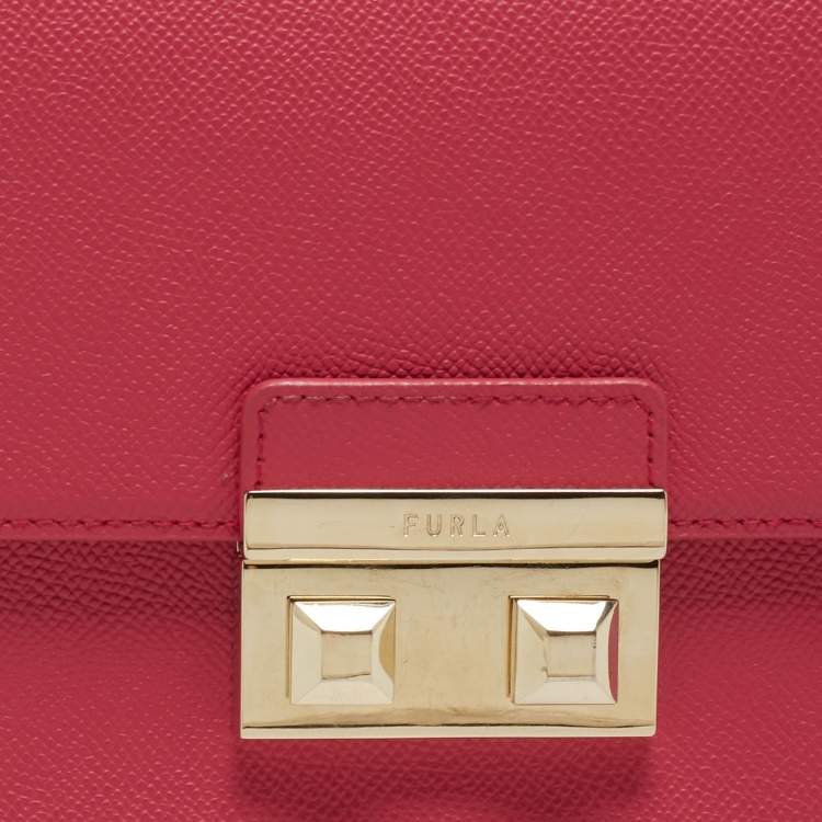 Pre Owned Furla Fuchsia Leather Mini Metropolis Crossbody Bag