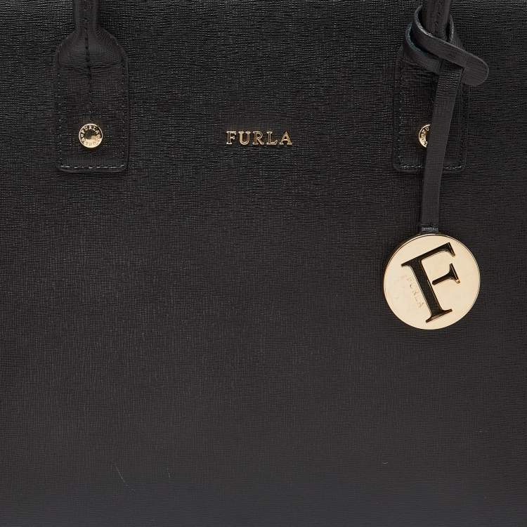 Pre Owned Furla Black Leather Linda Tote
