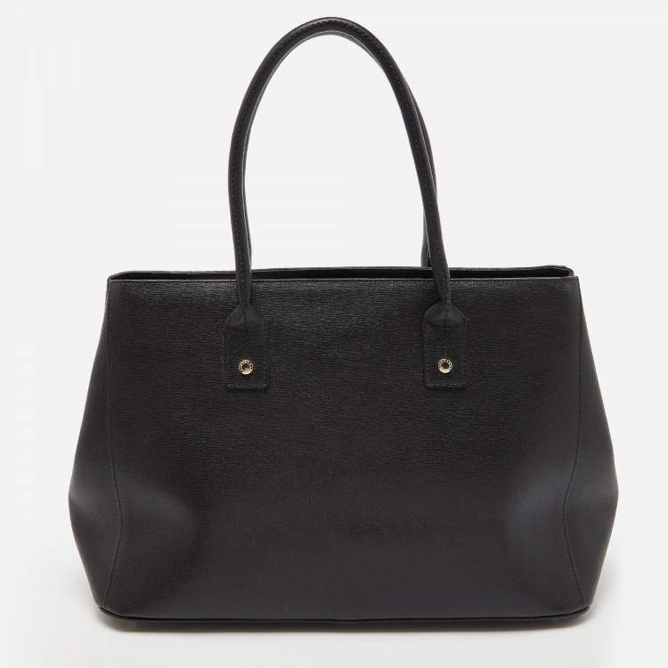 Pre Owned Furla Black Leather Linda Tote