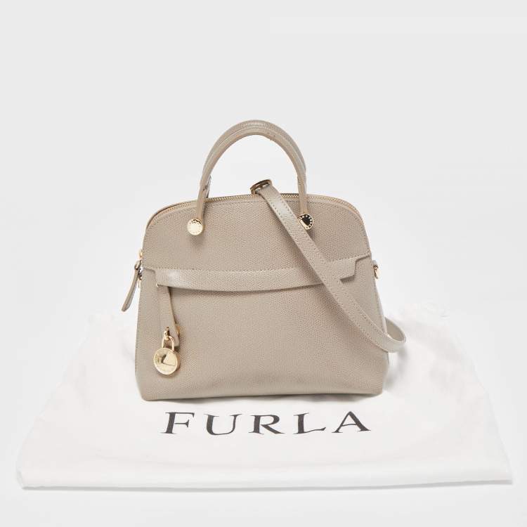 Pre Owned Furla Taupe Leather Piper Dome Satchel