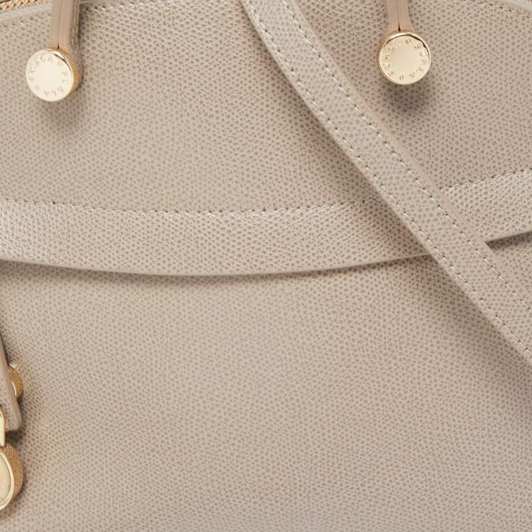 Pre Owned Furla Taupe Leather Piper Dome Satchel