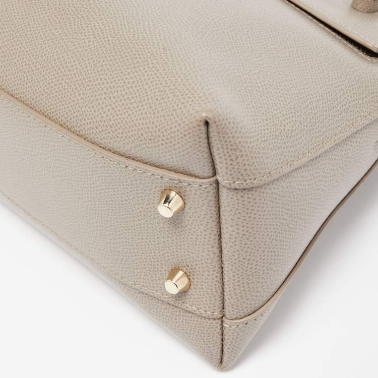 Pre Owned Furla Taupe Leather Piper Dome Satchel