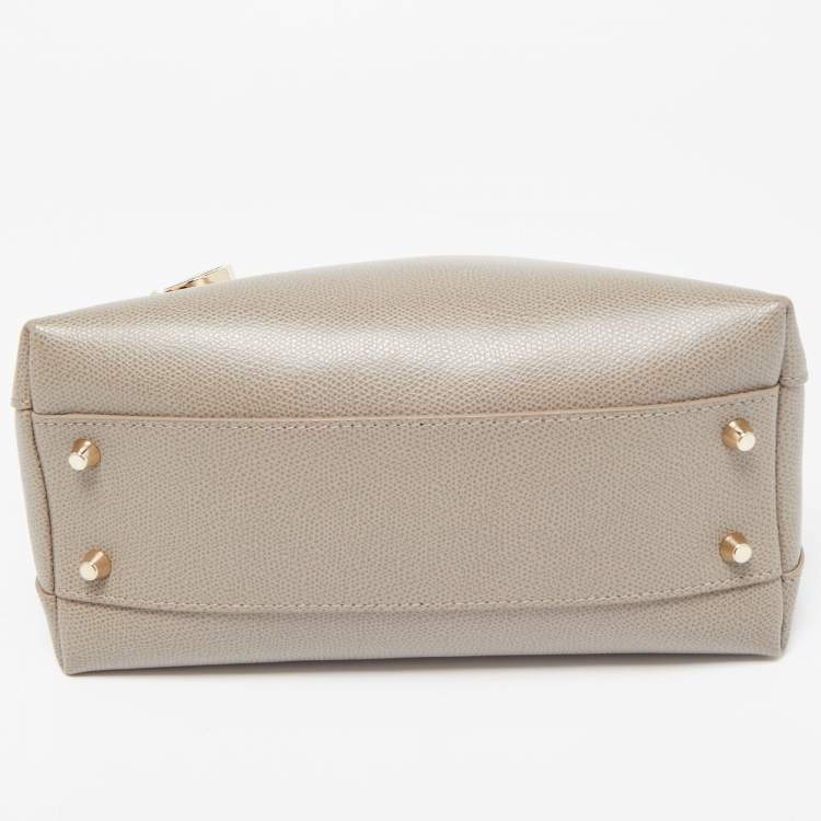 Pre Owned Furla Taupe Leather Piper Dome Satchel