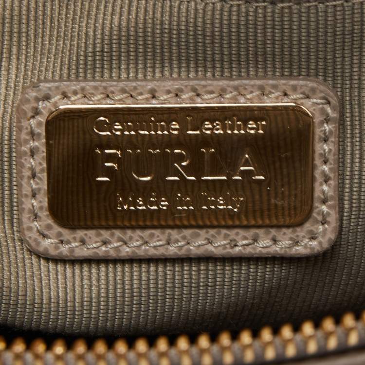 Pre Owned Furla Taupe Leather Piper Dome Satchel