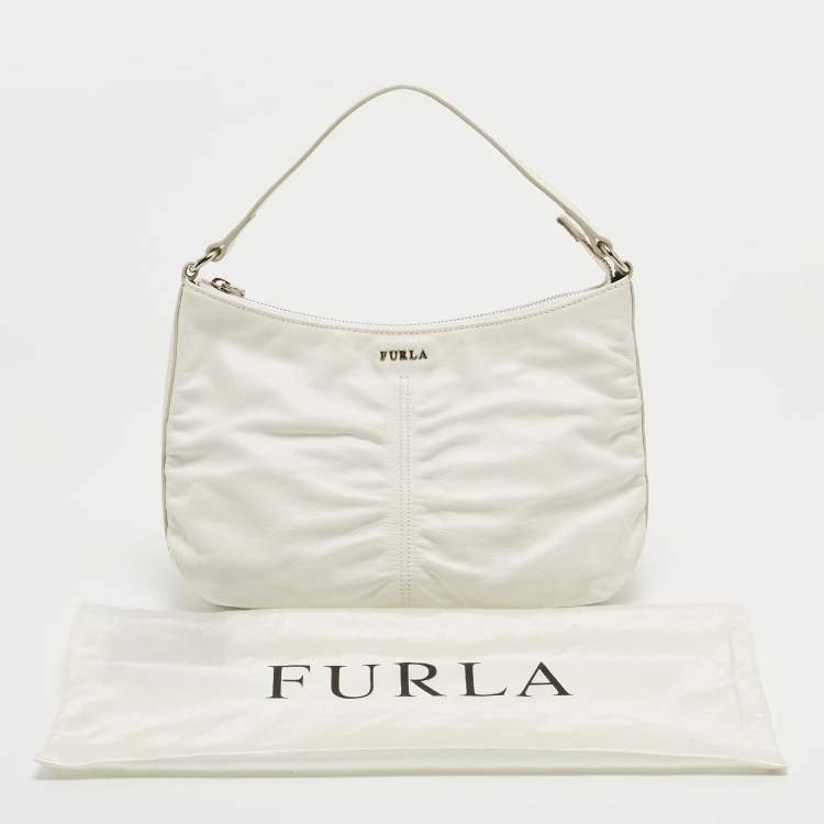 Pre Owned Furla White Leather Hobo 