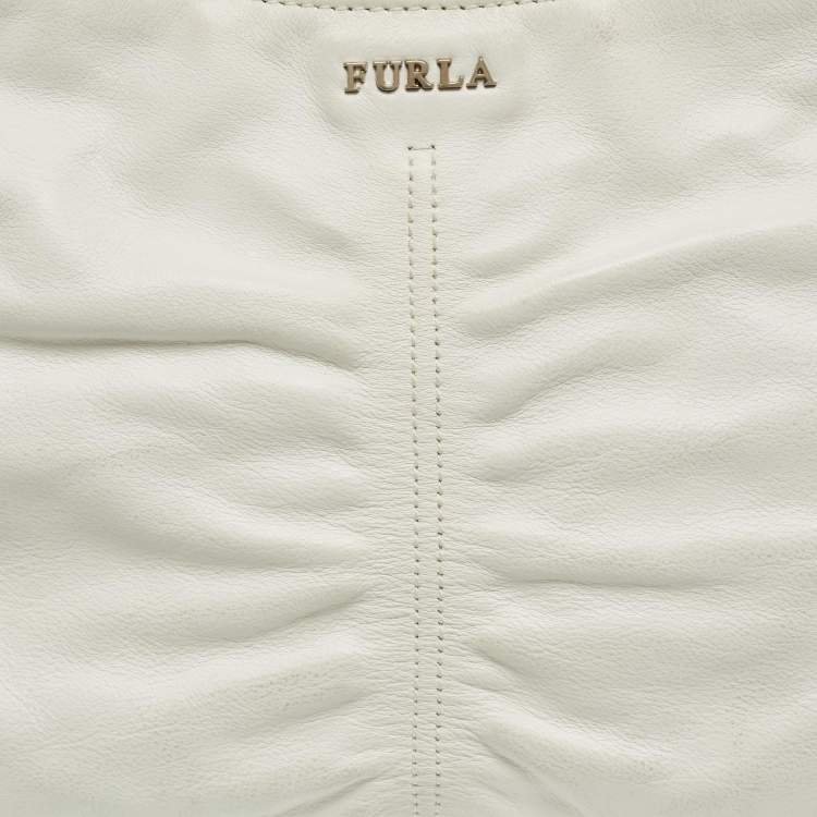 Pre Owned Furla White Leather Hobo 