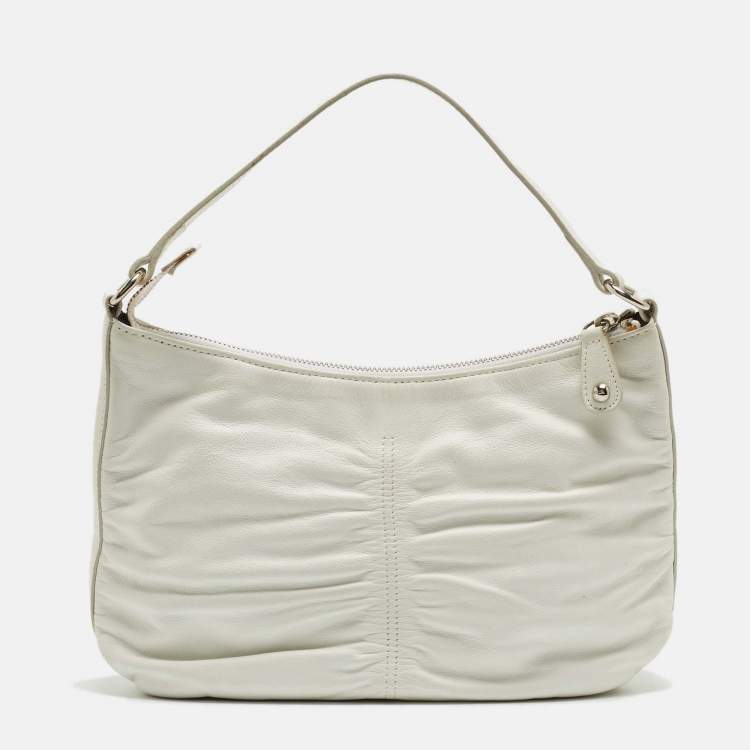 Pre Owned Furla White Leather Hobo 