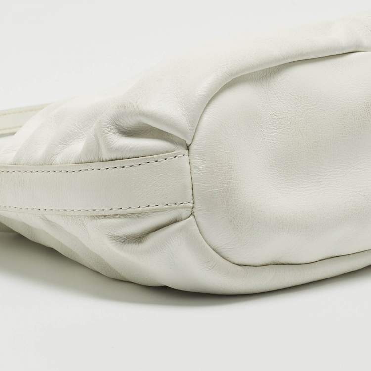 Pre Owned Furla White Leather Hobo 