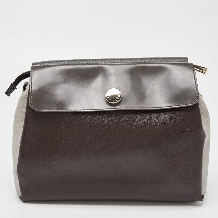 Pre Owned Furla Tri Color Leather Meridienne Crossbody Bag