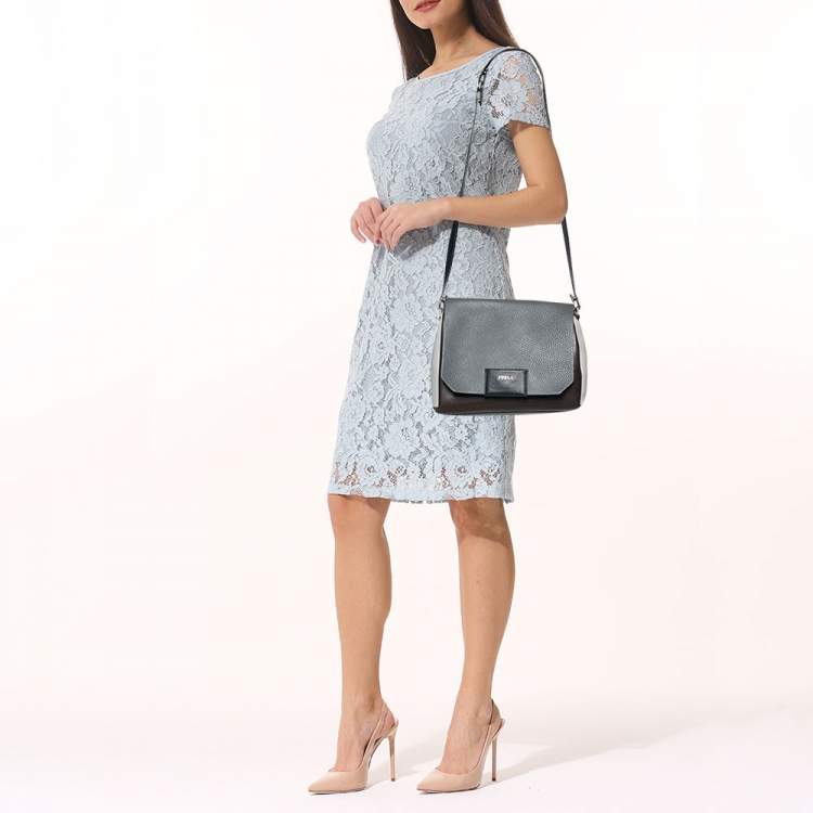 Pre Owned Furla Tri Color Leather Meridienne Crossbody Bag