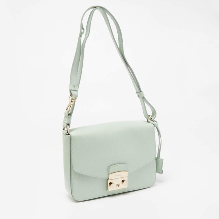 Pre Owned Furla Mint Green Leather Metropolis Shoulder Bag