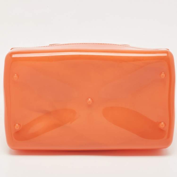 Pre Owned Furla Orange Rubber Medium Candy Satchel