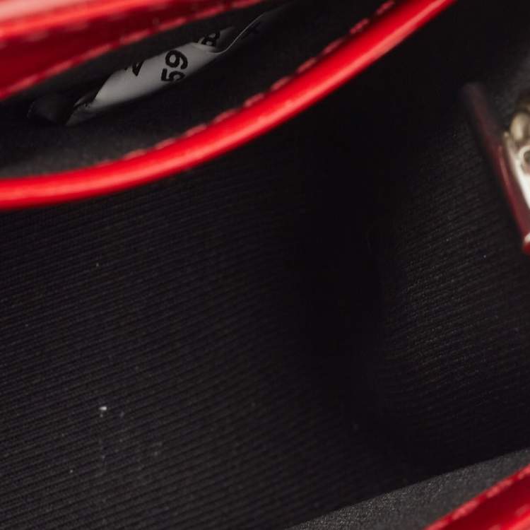 Pre Owned Furla Red Patent Leather Mini Metropolis Crossbody Bag
