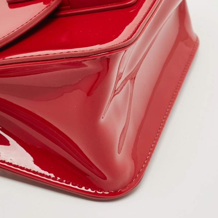 Pre Owned Furla Red Patent Leather Mini Metropolis Crossbody Bag