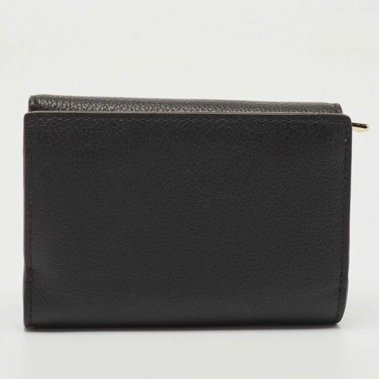 Pre Owned Furla Black Leather Logo French Wallet