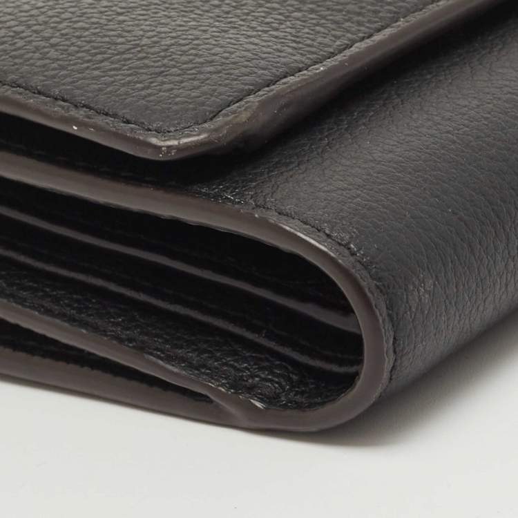 Pre Owned Furla Black Leather Logo French Wallet