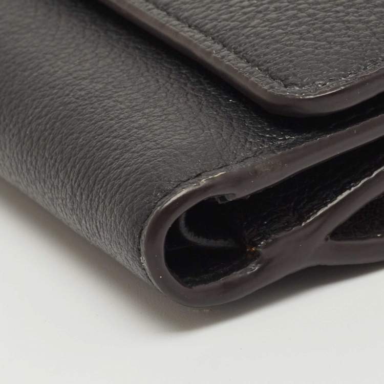 Pre Owned Furla Black Leather Logo French Wallet