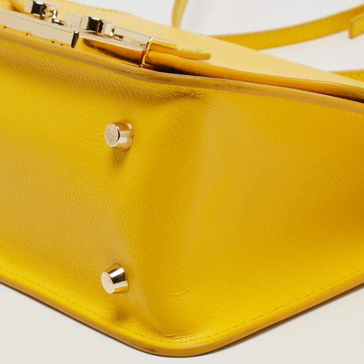Pre Owned Furla Yellow Leather Metropolis Shoulder Bag