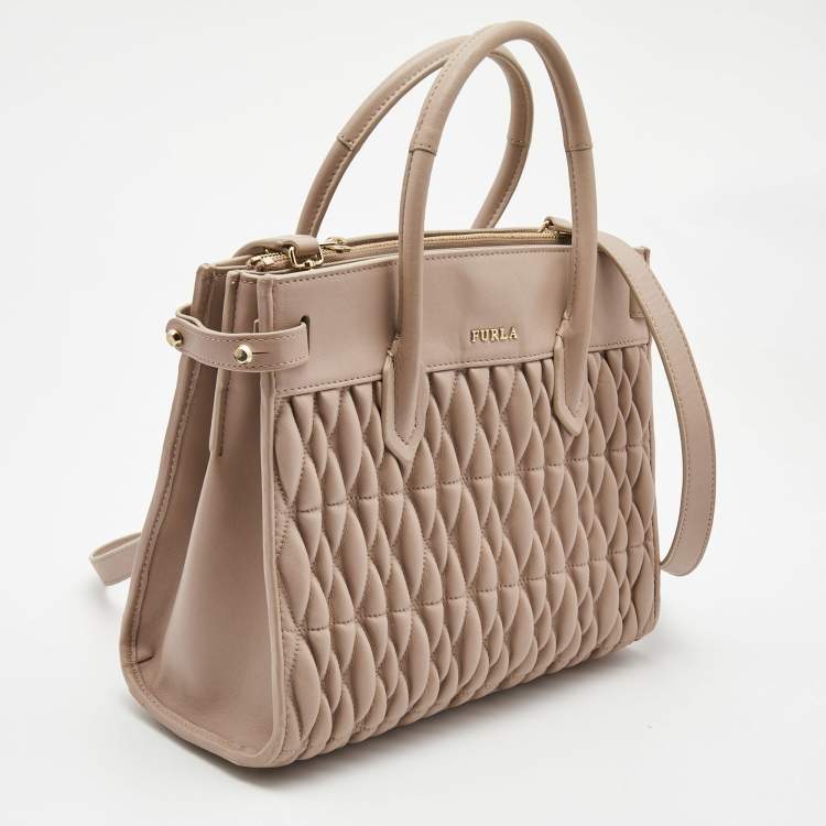 Pre Owned  Furla Pink Leather Pin Cometa Tote