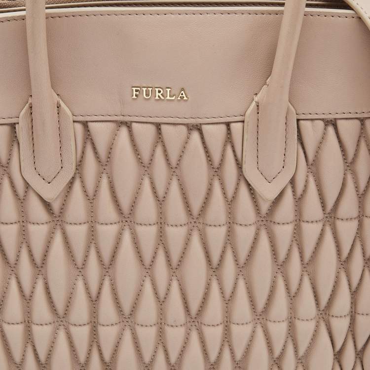 Pre Owned  Furla Pink Leather Pin Cometa Tote