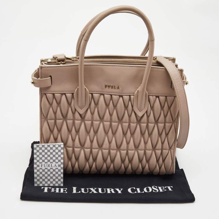 Pre Owned  Furla Pink Leather Pin Cometa Tote