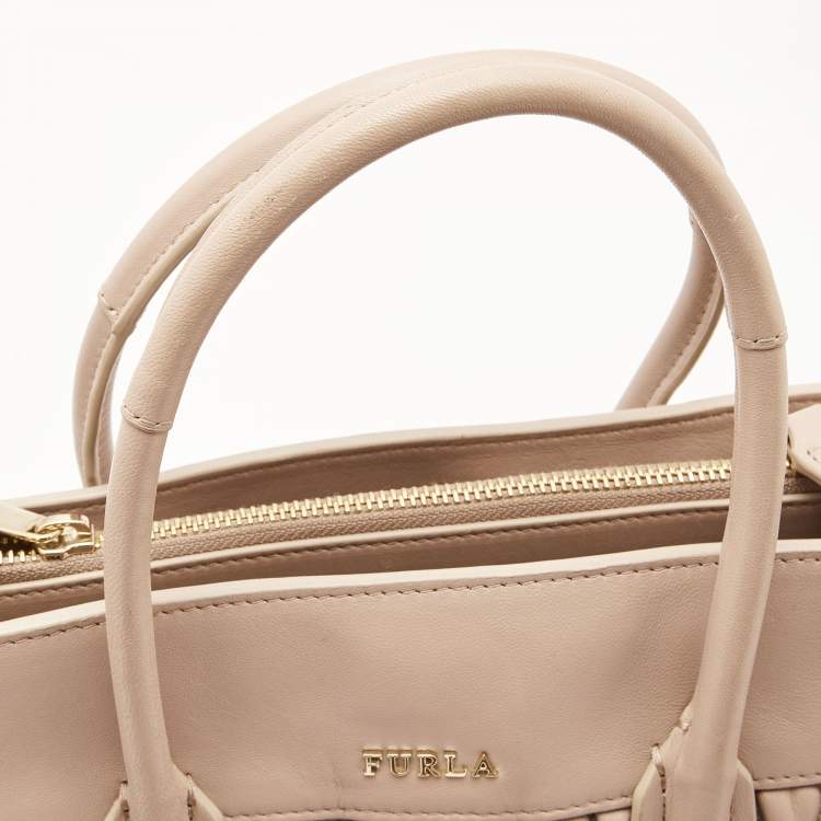 Pre Owned  Furla Pink Leather Pin Cometa Tote