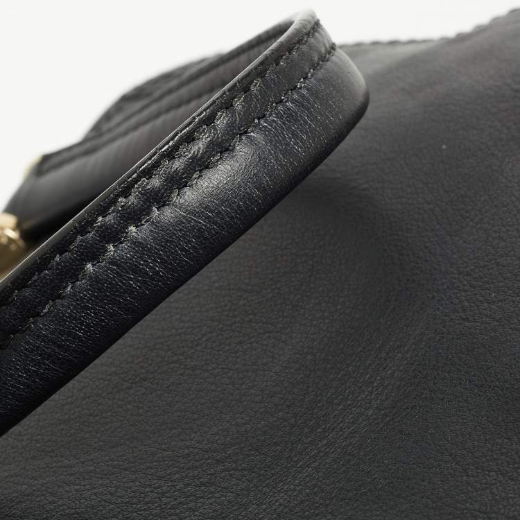 Pre Owned Furla Black Leather Front Pocket Dome Satchel