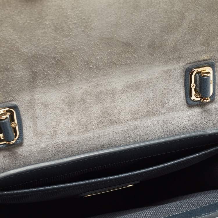Pre Owned Furla Navy Blue Leather Metropolis S Top Handle Bag